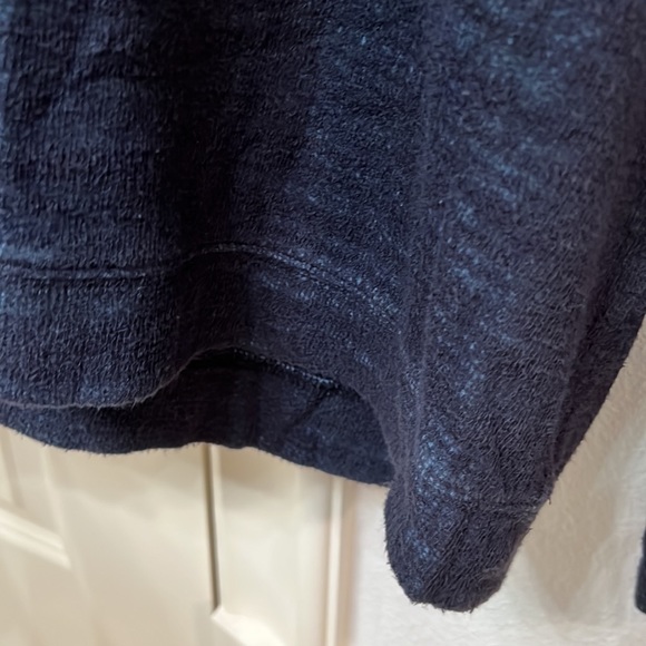 John Varvatos blue crew sweater; loose band at bottom for a finished look. EUC - Picture 5 of 5